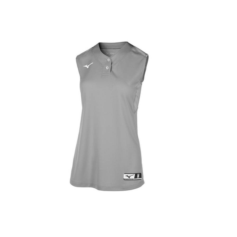 Womens Mizuno Aerolite 2-Button Sleeveless Softball Jersey Grey Philippines (WCIYGP482)